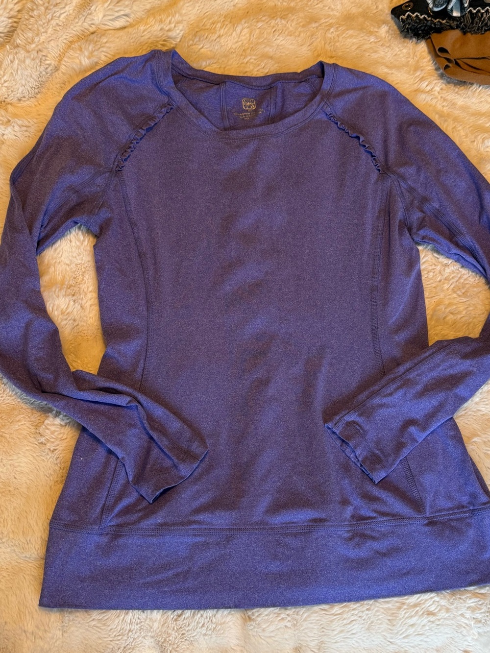 Women’s Purple Long Sleeve Pullover Top Running Workout Gym Shirt